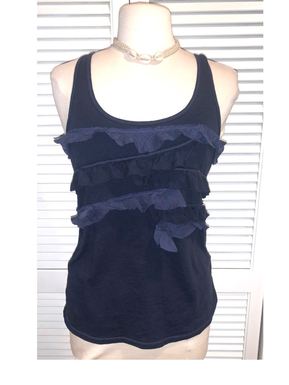 Vintage Hollister Racerback tank top with ruffles Navy Blue Large Women